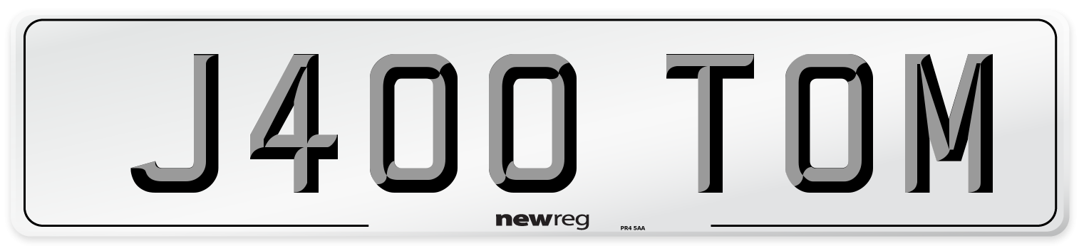 J400 TOM Number Plate from New Reg